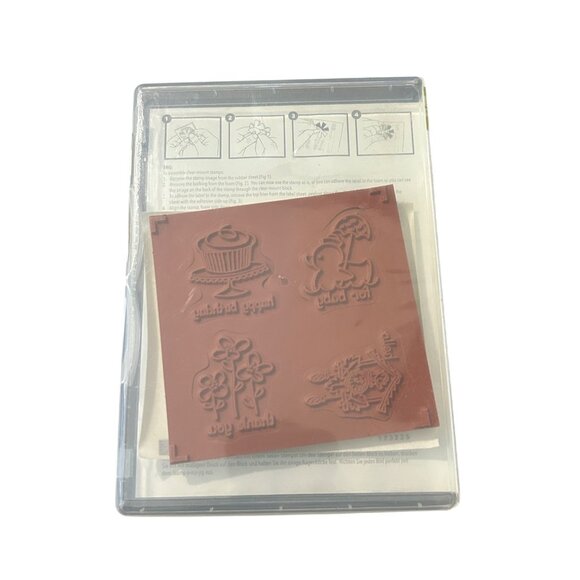 Stampin Up! Easy Events Rubber Stamp Set Of 4 Birthday Baby Thank You Designs - Picture 2 of 2